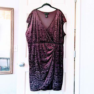 Burgundy velvet burnout cap sleeve dress